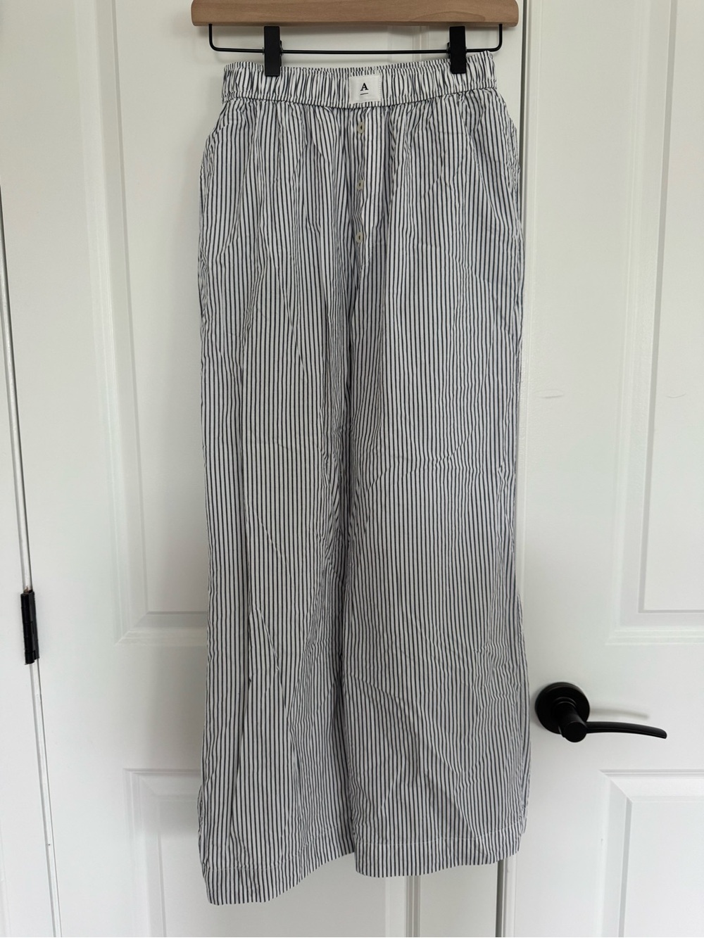 Anthropologie Navy & White Striped Boxer Pants